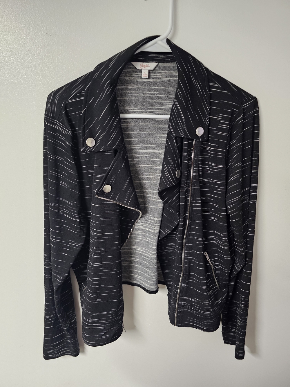 Candie's Black Striped Moto-Style Jacket